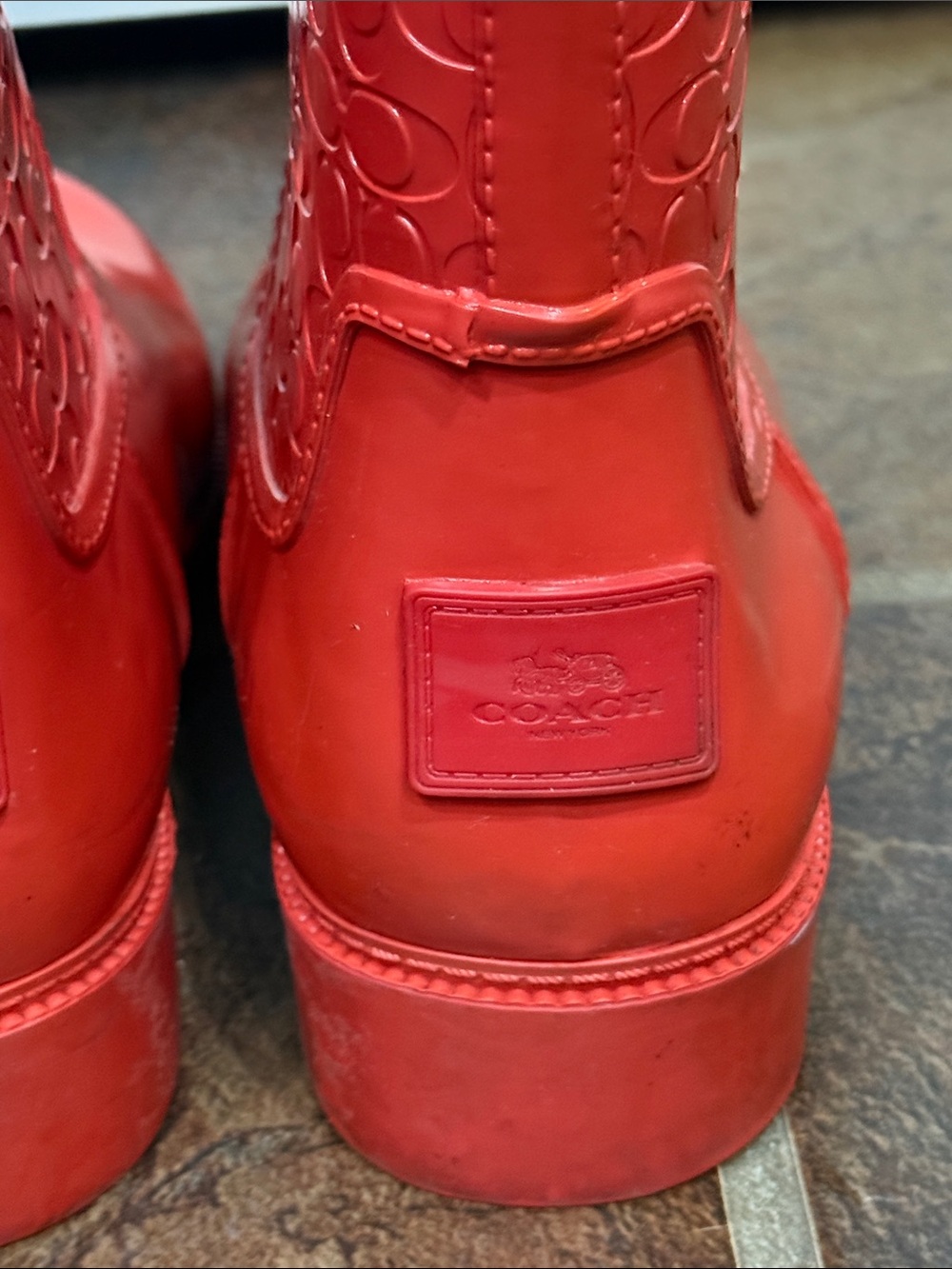 Coach Signature Short Rain Boots Red C16179 - Picture 12 of 12